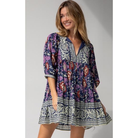 NATURAL LIFE Dresses & Skirts - Natural Life Abbie Printed Cotton Tunic Dress Women's Size XL